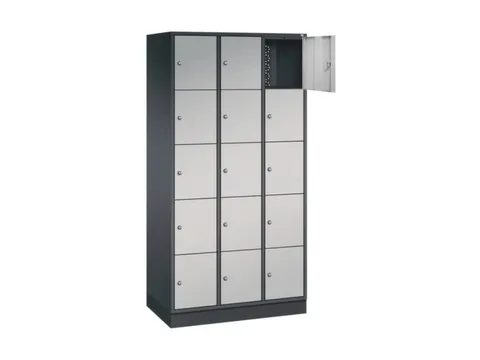 lockerkast,HxBxD 1950x920x500mm,3x5vakken,cil.-slot,sokkel