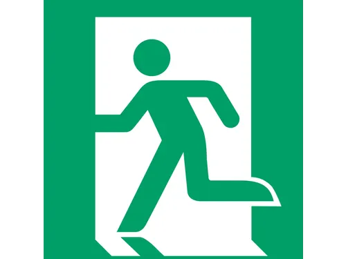 Pictogram bordje Djois Nooduitgang links 200x200mm groen