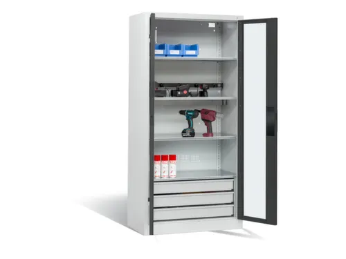 acculaadkast 1950x930x500mm 5stekkerdozen 230V cil.-slot front RAL7016