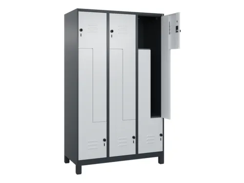 Z-garderobekast,HxBxD 1950x1200x500mm,vak B 200/400mm,draaigrendel