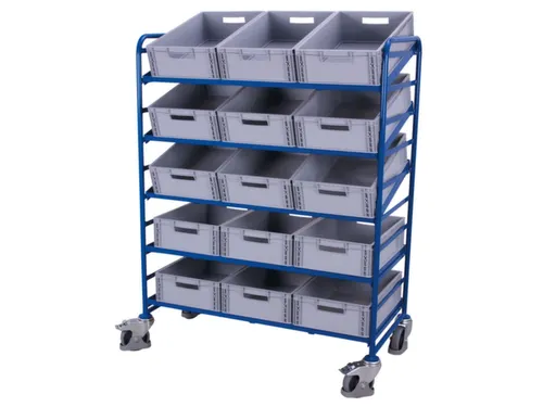 Etagewagen 250kg 15 Eurobakken 1695x1350x665mm 5 Etages Open Frame