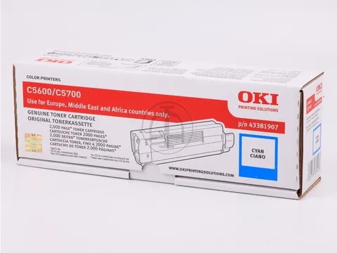 Tonercartridge Oki 43381907 C5600 Cyaan