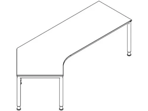 In hoogte verstelbaar hoekbureau 680-820x2570x1130mm beuken wit