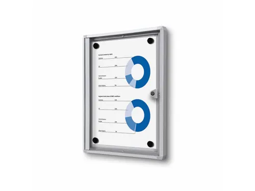 Vergrendelbaar Muurvitrine Magnetisch Economy 1xA4 Zilver