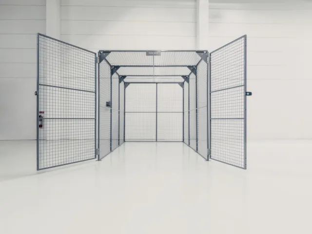 caisse de stockage,p. intérieur,HxlxP 2,2x2,2x6m,parois grillagées