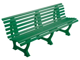 Kunststofbank 800x2000x450mm Zit H 410mm 12 Latten 3 Pootstellen Groen - 2