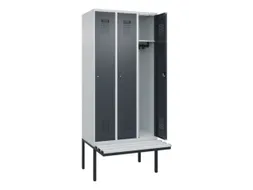 locker met bank,HxBxD 2120x900x815mm,3vak,vak B 300mm,cilinderslot