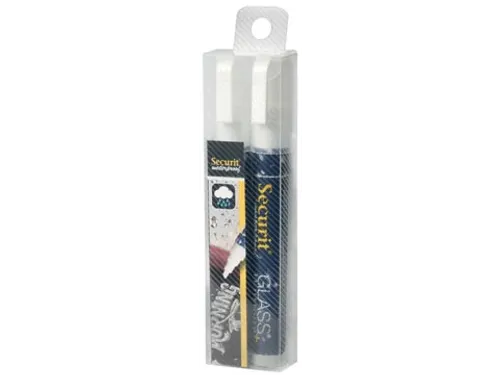 Securit Waterproof Krijtmarker Medium Wit, Etui Met 2 Stuks
