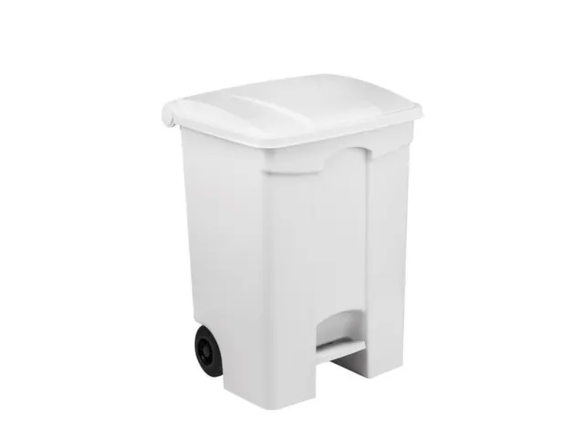 Contitop,mobiele afvalbak met pedaal 70L wit