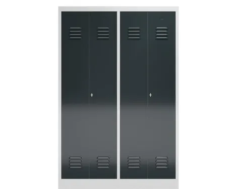 garderobekast HxBxD 1800x1185x500mm 4vak klink RAL7035 RAL7016