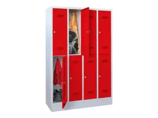 dubbeldekse locker,HxBxD 1850x1200x500mm,4x2vak.,RAL7035,front RAL3000 - 2