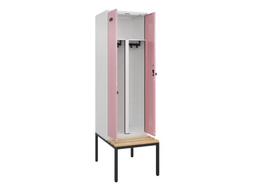 PBM-locker met bank,HxBxD 2120x600x815mm,2vak,vak B 300mm,draaigrendel