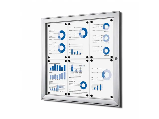 Vergrendelbaar vitrine mededelingenbord Indoor/Outdoor 6xA4 Zilver