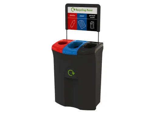 Recycling Unit Meridian 110 Liter Triple Hole/open/open Zwart