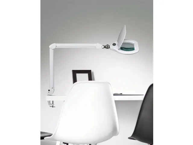 Loeplamp LED MAULcrystal Dimbaar Met Tafelklem Wit