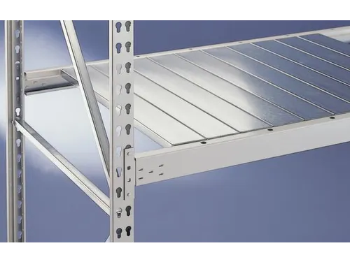 legbord van plaatstaal,v. breedvakstelling,BxD 2600x650mm,vakl. 490kg