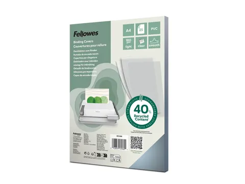Voorblad Fellowes A4 Pvc 180 Micron Transparant 25 stuks