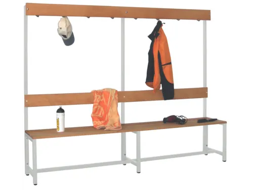 Omkleedbank LxB 2000x400mm Houten Latten Haken Enkelzijdig RAL7035