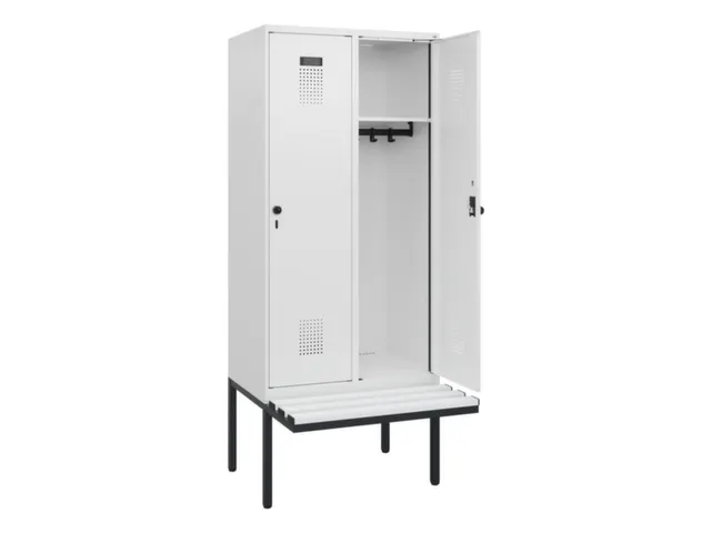 locker met bank,HxBxD 1950x800x815mm,2vak,vak B 400mm,draaigrendel