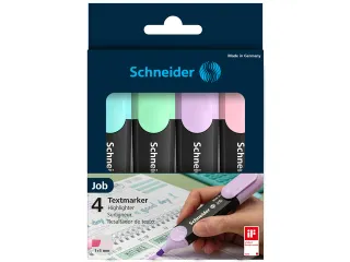 Markeerstift Schneider Job pastel kleur ass. etui a 4st. - 1