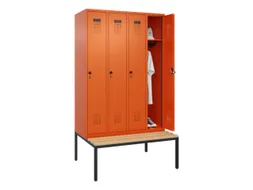 locker met bank,HxBxD 2120x1200x815mm,4vak,vak B 300mm,draaigrendel