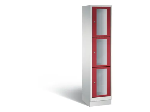Lockerkast 1800x420x500mm 1x3 vakken Cilinderslot, Sokkel, RAL3003