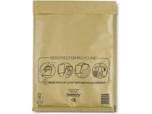 luchtkussenenveloppen, goud, G/4, 240 x 330 mm, doos van 50 stuks