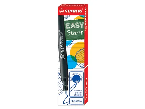 Rollerpenvulling STABILO Easyoriginal medium blauw doosje à 3 stuks