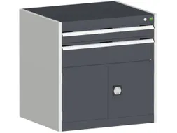 ladekast HxBxD 800x800x750mm 2laden RAL7035 front RAL7016