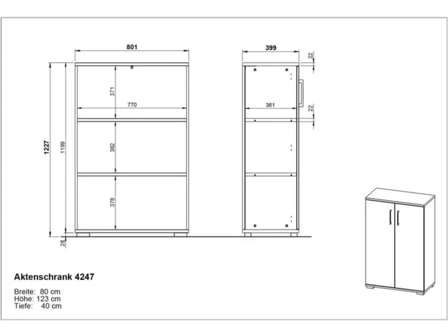 dossierkast,HxBxD 1230x800x400mm,2xinlegbodem,3ordnerhoogte