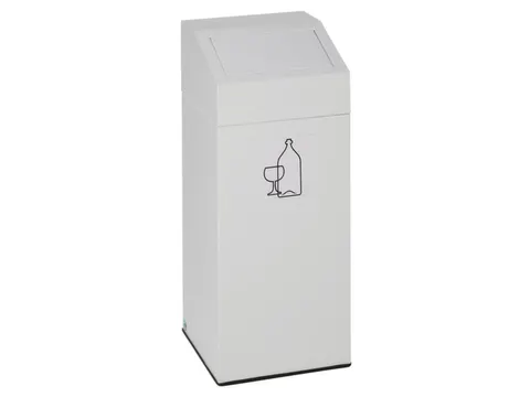 Afvalverzamelaar 45 liter HxBxD 790x320x320mm sticker wit glas RAL9016