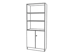 combikast,HxBxD 2004x800x420mm,4xhouten vloer,5ordnerhoogte,romp wit