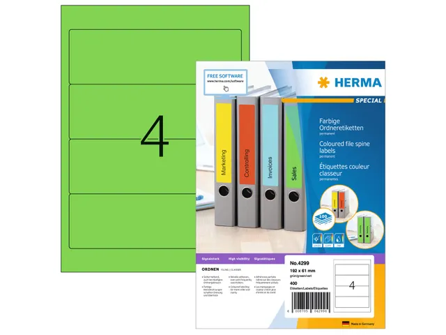Herma 4299 Rugetiket 192x61mm Groen permanent klevend 400 stuks