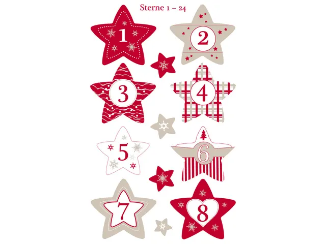 Étiquette Z-design De noël étoiles 1-24 - 3 feuilles