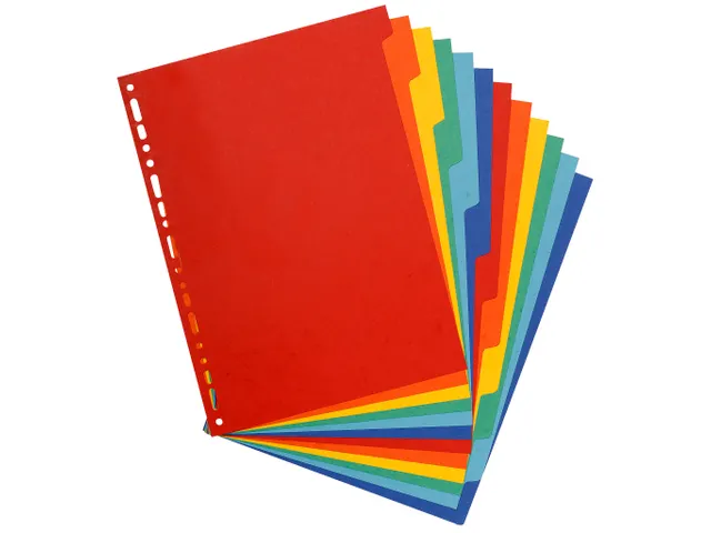 Tabblad glanskarton 400g 12-delig A4 Assorti