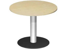 vergadertafel,HxØ 720x900mm,rond,schotelvoet RAL9006,blad wit