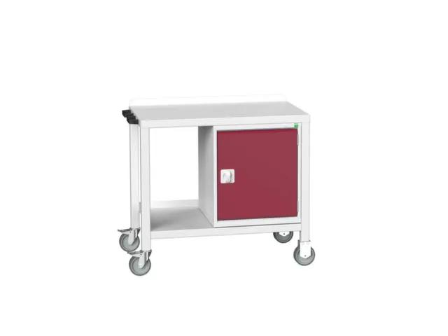 werkbank,verrijdbaar,HxBxD 910x1000x600mm,staalblad,uitrusting: kast