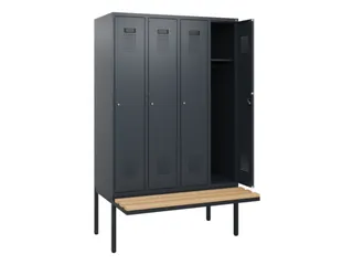 locker met bank,HxBxD 1950x1200x815mm,4vak,vak B 300mm,cilinderslot - 1