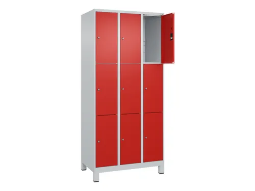 lockerkast,HxBxD 1950x900x500mm,3x3vakken,vak B 300mm,cil.-slot,voeten