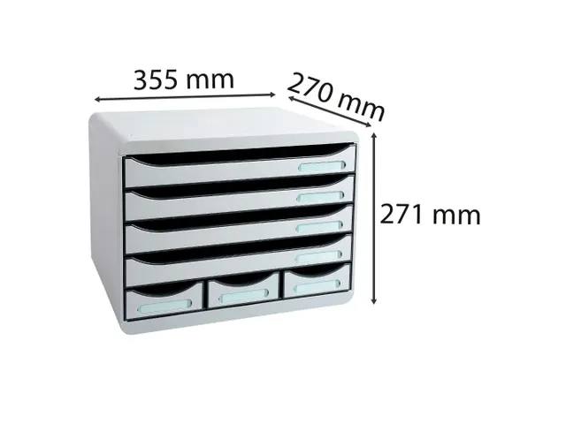 Store-box Mini Ladenblok 7 Laden Grijs