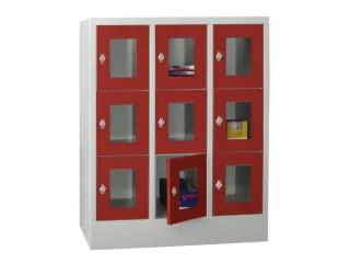 lockerkast,HxBxD 1187x900x500mm,3x3vakken,RAL7035,front RAL3000 - 2