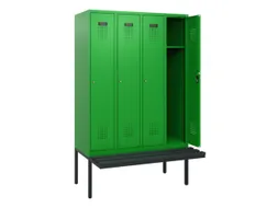 locker met bank,HxBxD 1950x1200x815mm,4vak,vak B 300mm,cilinderslot