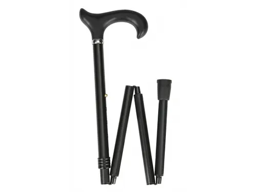 Luxe wandelstok opvouwbaar 83-95cm soft derby handvat zwart tot 100 kg