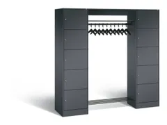 locker met kapstok,HxBxD 1950x1870x480mm,romp RAL7021,front RAL7021