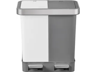 Afvalbak EKO Hana Duo Recycling pedaalemmer 2x10 liter grijs wit - 1