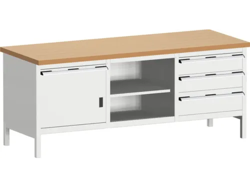 werkbank met opbergruimte,HxBxD 840x2000x750mm,beukenblad
