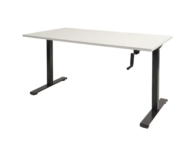 Bureau Assis-debout Dextro Slinger Pieds T 180x90 Blanc - Cadre Noir