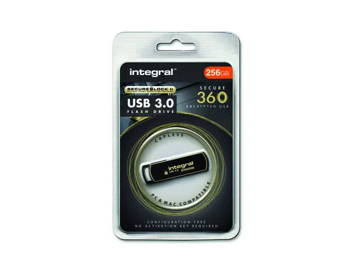 USB stick 3.0 Integral Secure 360 USB-A 256GB zwart