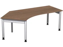 In hoogte verstelbaar hoekbureau 680-820x2166x1130mm noten zilver
