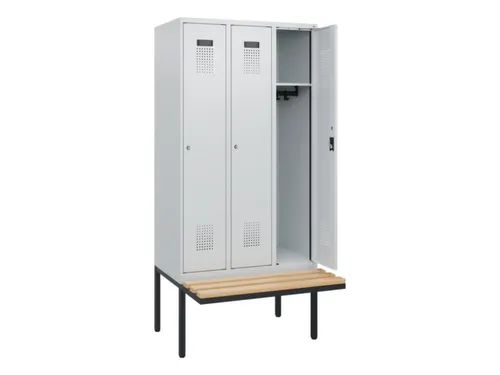 locker met bank,HxBxD 1950x900x815mm,3vak,vak B 300mm,cilinderslot